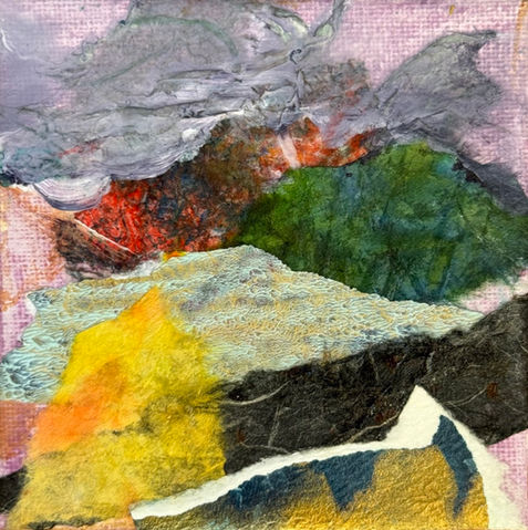Miniature Abstract Landscape Paintings Created With Collage and Mixed Media