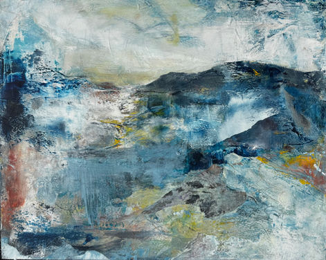 Gilded Tides, oil and cold wax, 20x16