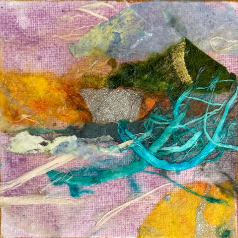 Sunny Daze, collage, 4x4 canvas