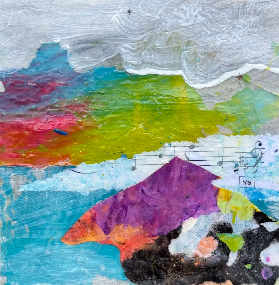 Echo, collage on canvas, 4x4