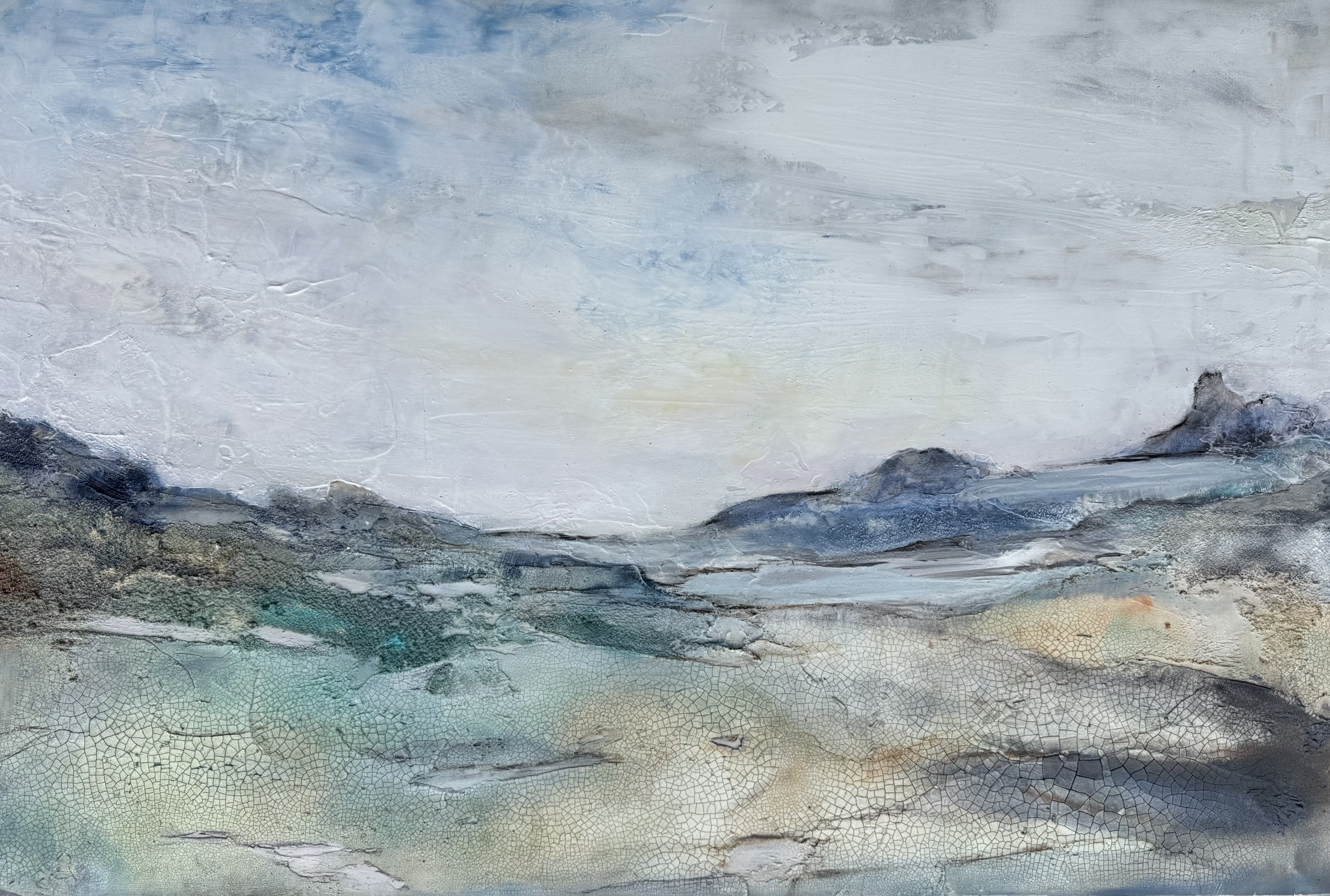 Abstract landscape painting “Great Harbor” by Camille Kouyoumdjian, Acrylic, 24x30.
