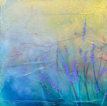 Lupine Meadow, acryic, 6x6 on cradled panel