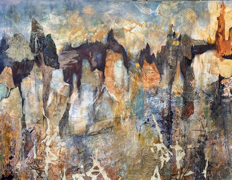 Dancing Hoodoos, acrylic and collage, 24x30