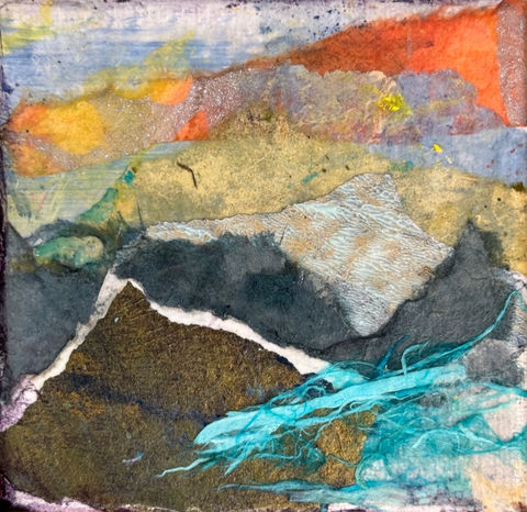 Layered Earth, collage, 4x4 canvas