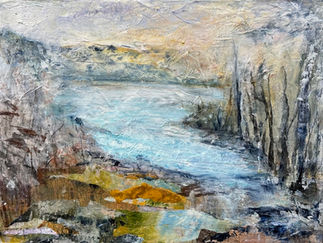 Serenity's Edge, collage/acrylic, 24x18 SOLD