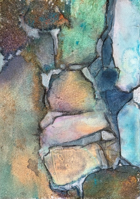 Rock of Ages, acrylic, 5x7 on cradled Panel