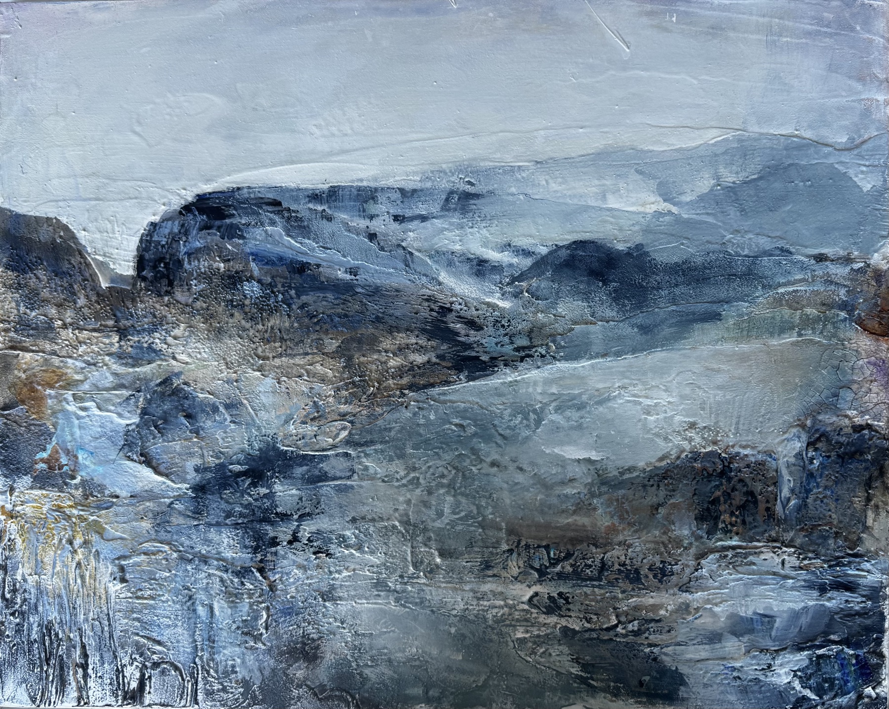 Abstract landscape painting “Scent of the Storm” by Camille Kouyoumdjian, Acrylic, 20x16.