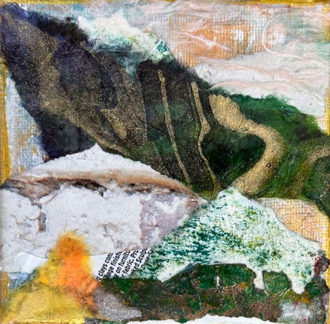 Pathways, collage, 4x4 canvas