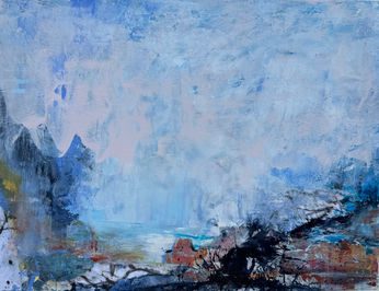 Morning Mist, acrylic/mixed media, 18x24