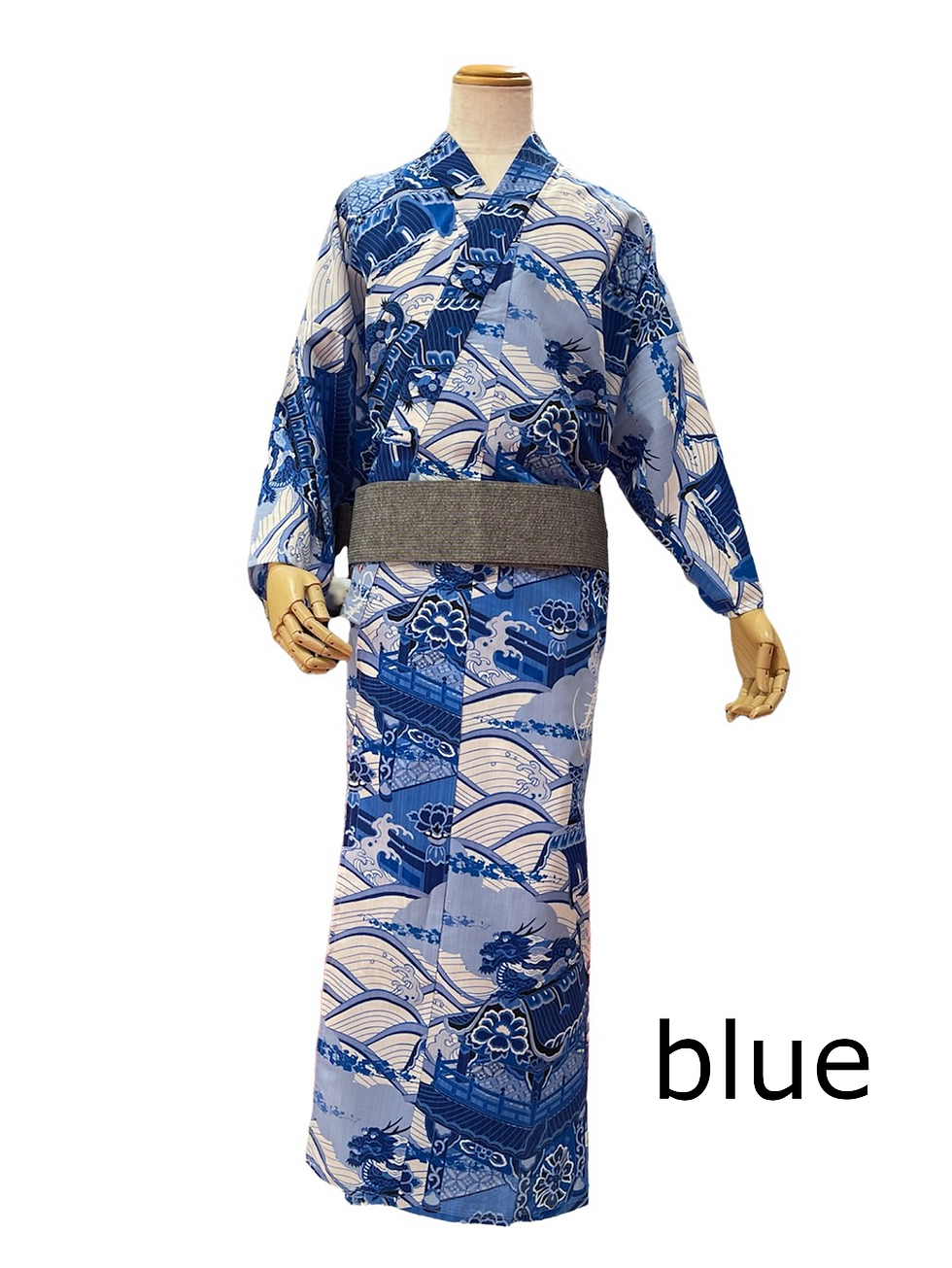サムネイル： Easy to put on Men's Yukata (casual summer kimono)（波龍）