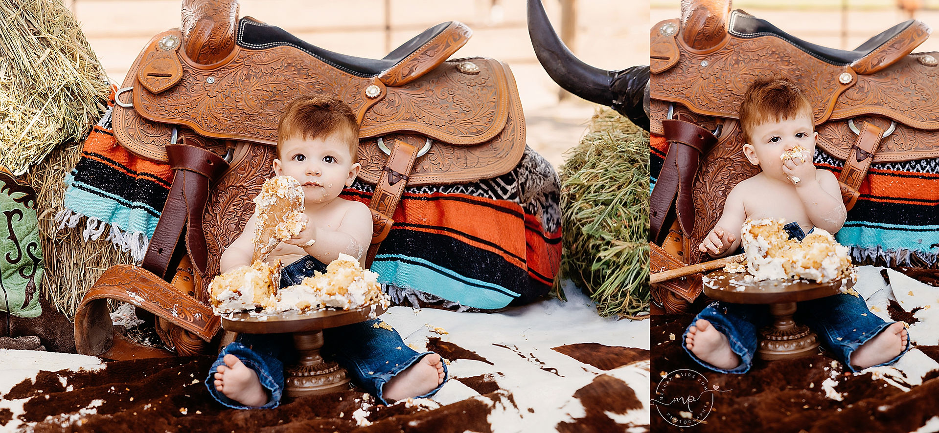 Cowboy-Themed Cake Smash | Airdrie Child Milestone Photographer