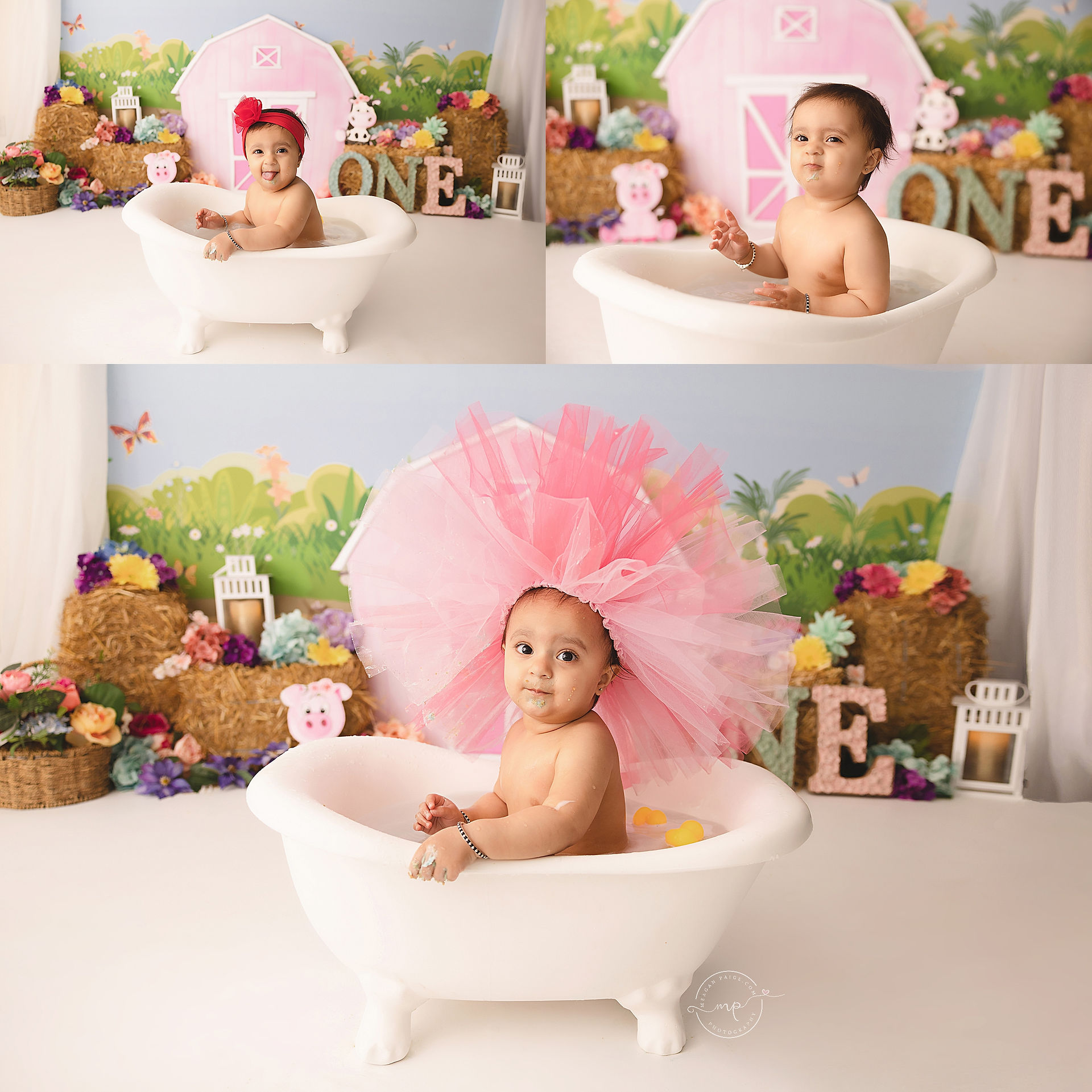 Kamal's Girly Barn Cake Smash | Airdrie & Calgary Child Milestone Photographer