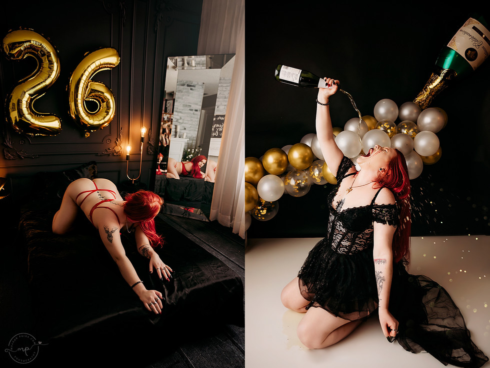 Champagne Birthday - Adult Cake Smash Photo Shoot - Meagan Paige Photography - Calgary,AB