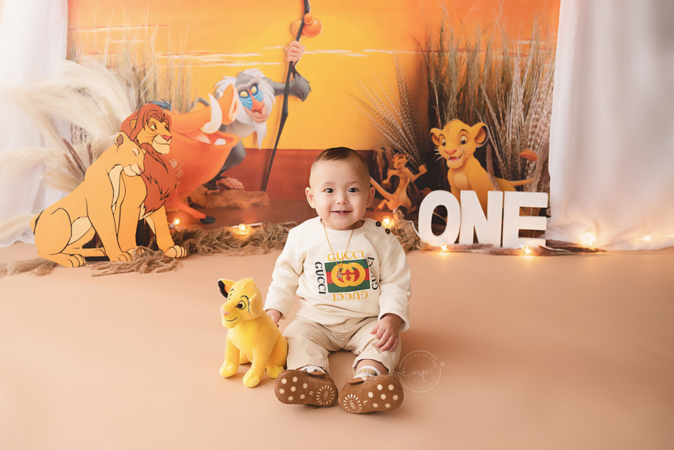 Lion King Cake Smash | Airdrie + Calgary Birthday Photographer