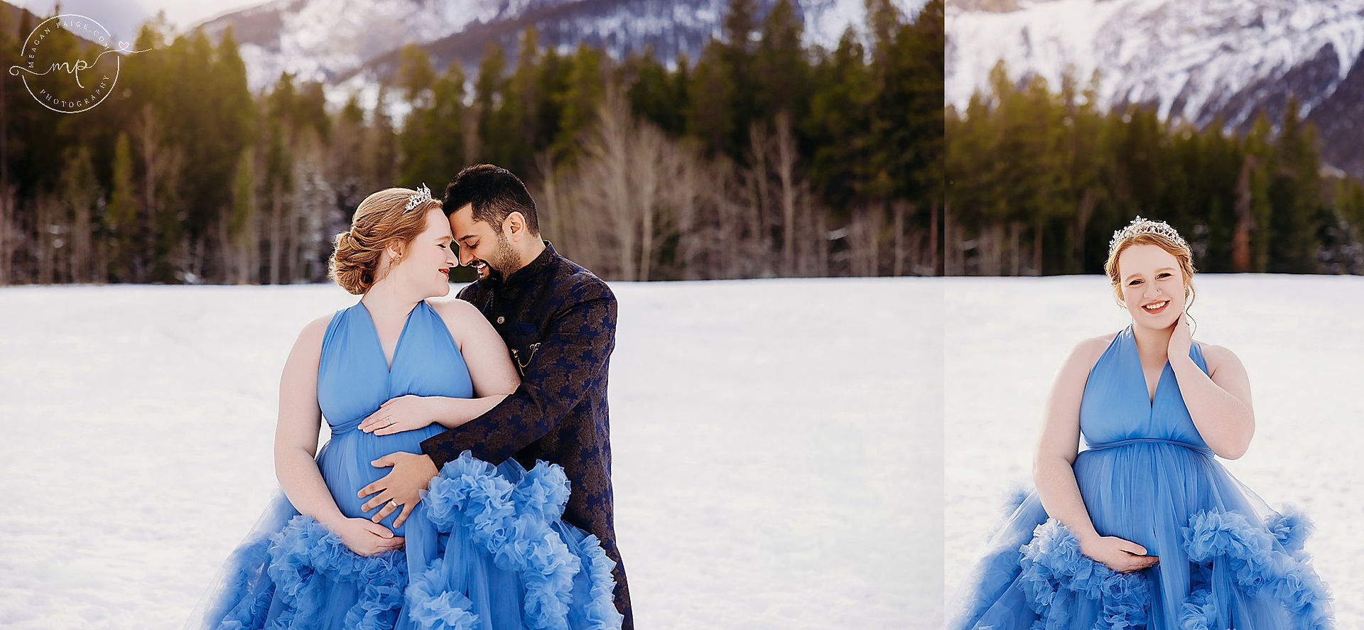 Snowy Maternity Session in Canmore AB - Meagan Paige Photography