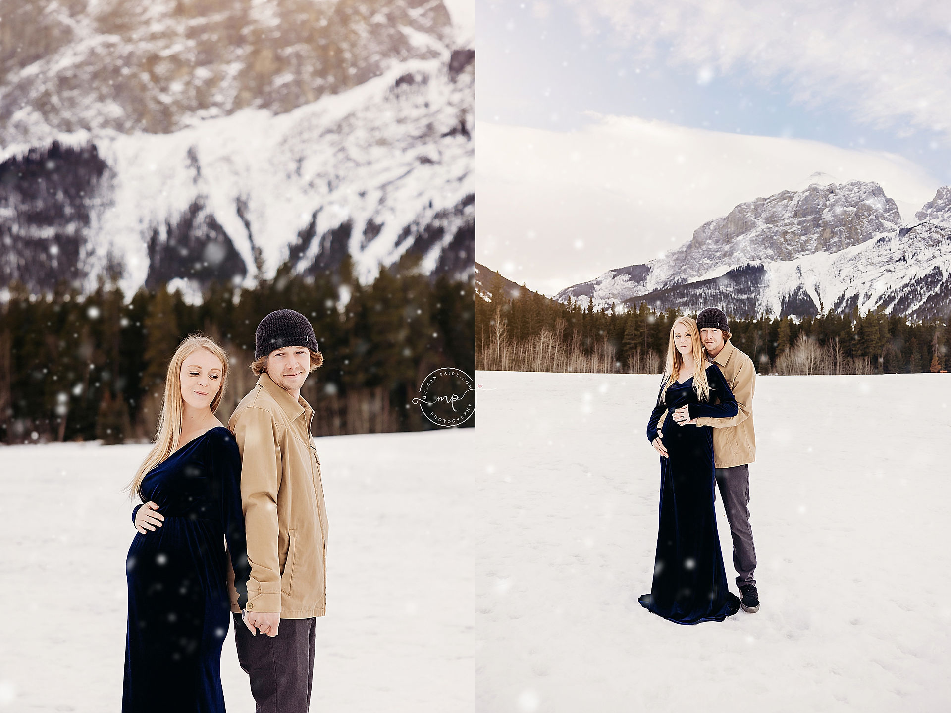 Snowy Canmore Maternity Session | Airdrie Baby Photographer - Meagan Paige Photography