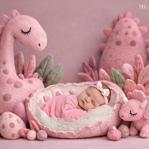 Girly Dinosaur Newborn Session | Airdrie + Calgary Baby Photographer