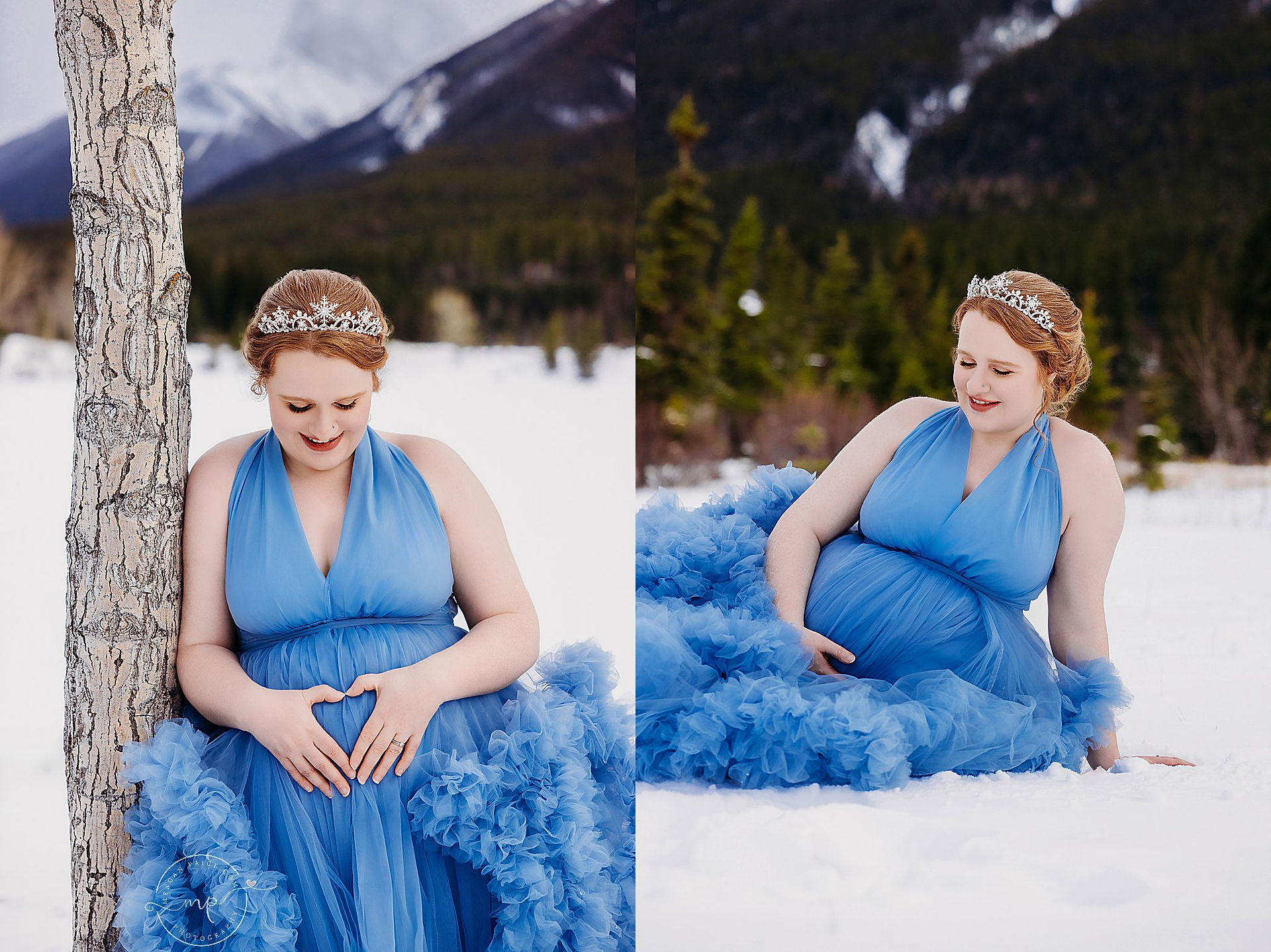 Snowy Maternity Session in Canmore AB - Meagan Paige Photography