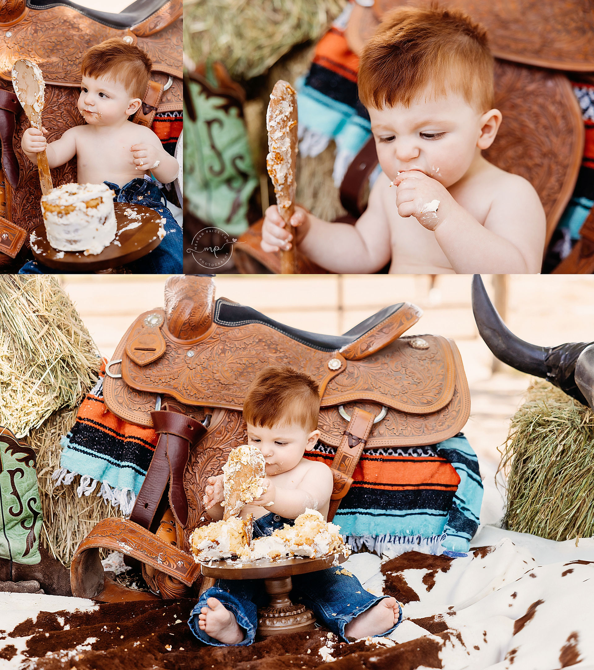 Cowboy-Themed Cake Smash | Airdrie Child Milestone Photographer