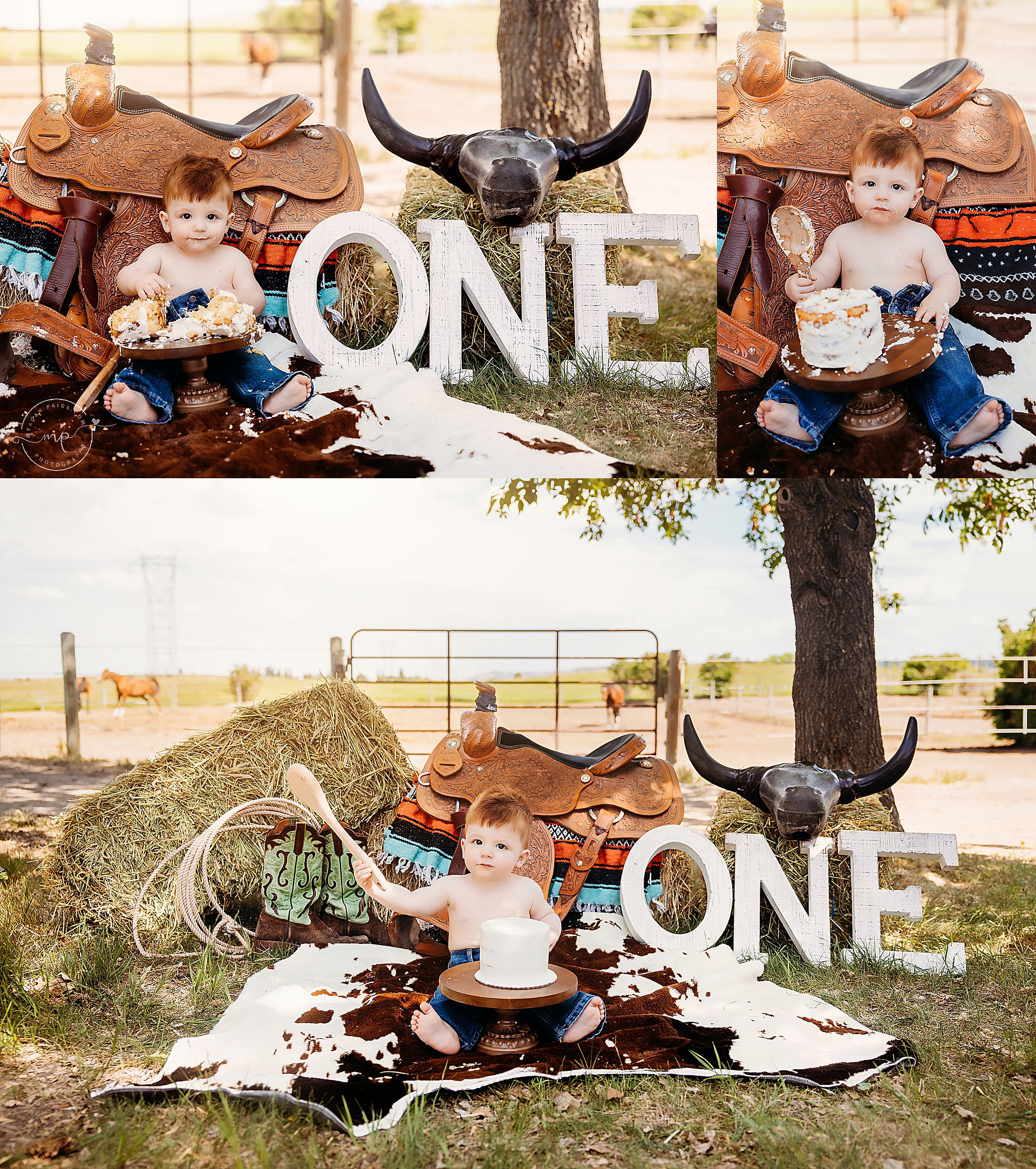 Cowboy-Themed Cake Smash | Airdrie Child Milestone Photographer