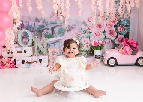 Floral Cake Smash Themes - Meagan Paige Photography - Airdrie and Calgary Photographer