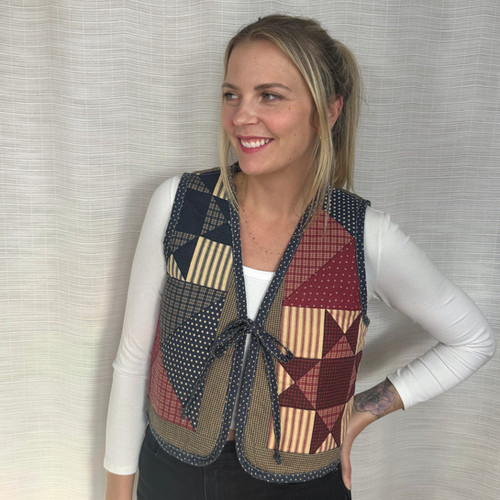 Upcycled Americana Quilted Vest – Vintage Quilt (L) | Kometka