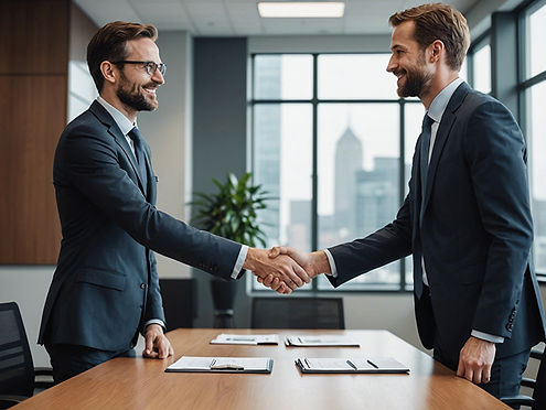 Two men shaking hands.