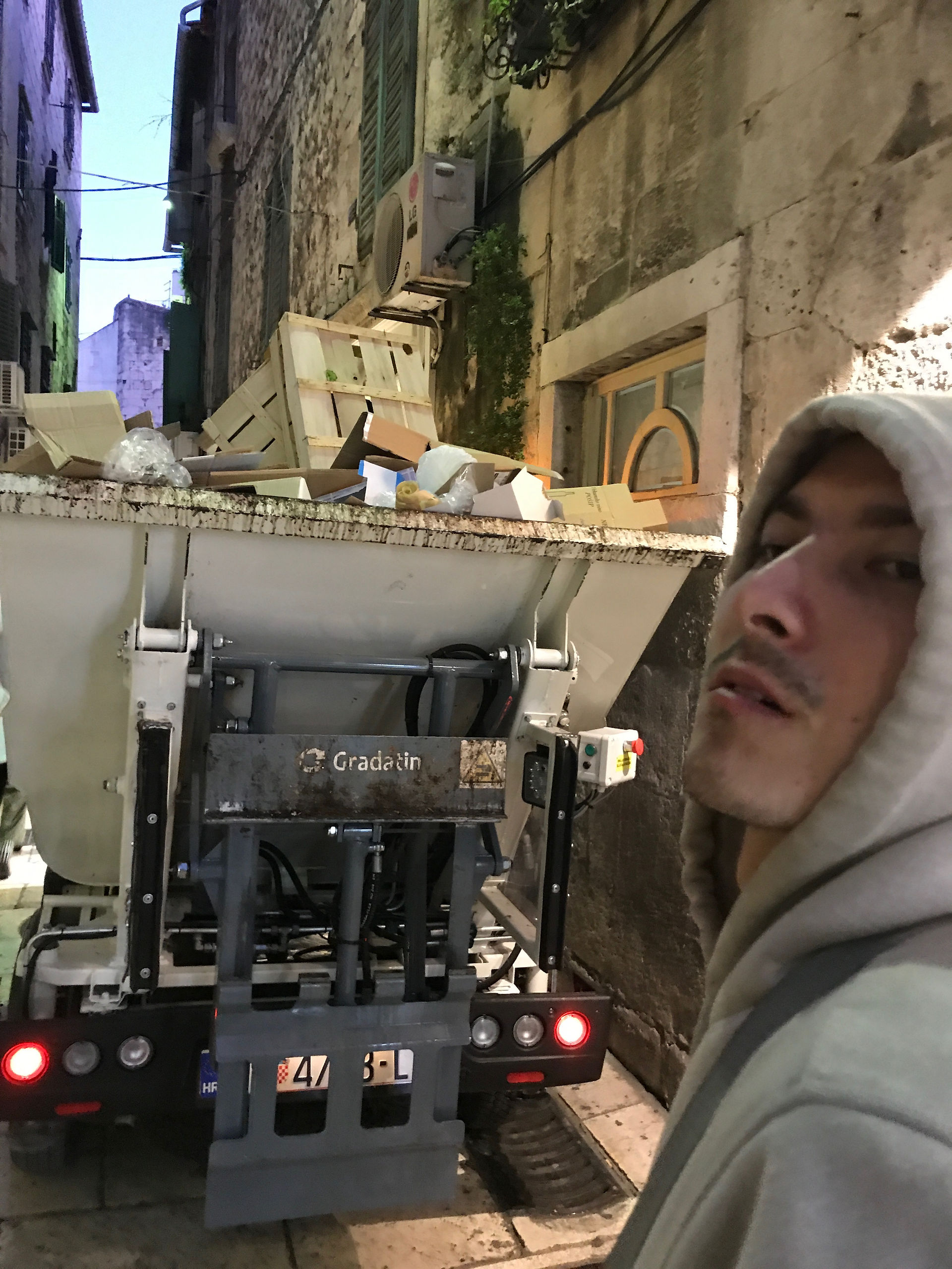 Waiting on the trash truck