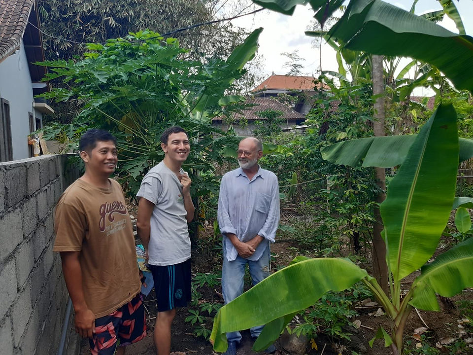 Hari, Seb and David at the farm