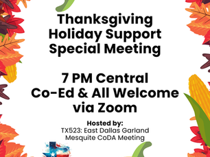 Thanksgiving Holiday Meeting - 7PM Co-Ed All Welcome