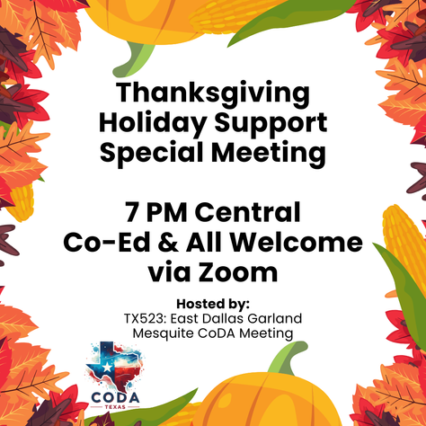 Thanksgiving Holiday Meeting - 7PM Co-Ed All Welcome