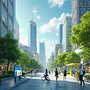 A_realistic_scene_depicting_a_smart_city_The_image_shows_a_modern_urban_landscape_with_eco