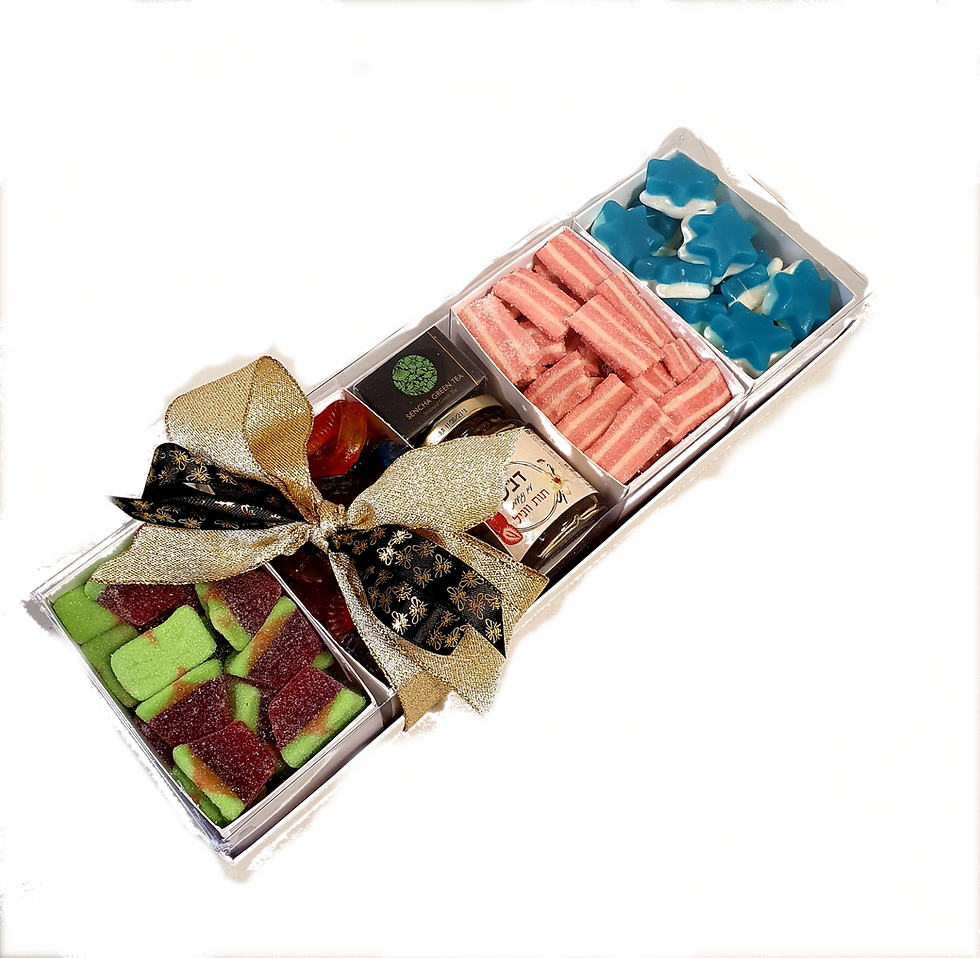 Gift with  candy, honey and tea. kosher
