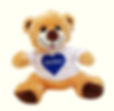 Plush bear with a t shirt that says באהבה in a blue heart