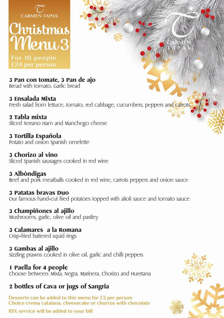 Christmas Set Menu Carmen Tapas