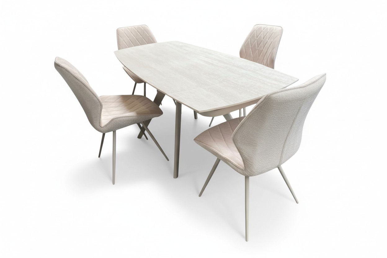 Barcelona Ceramic Extending 4 Chair Dining Set