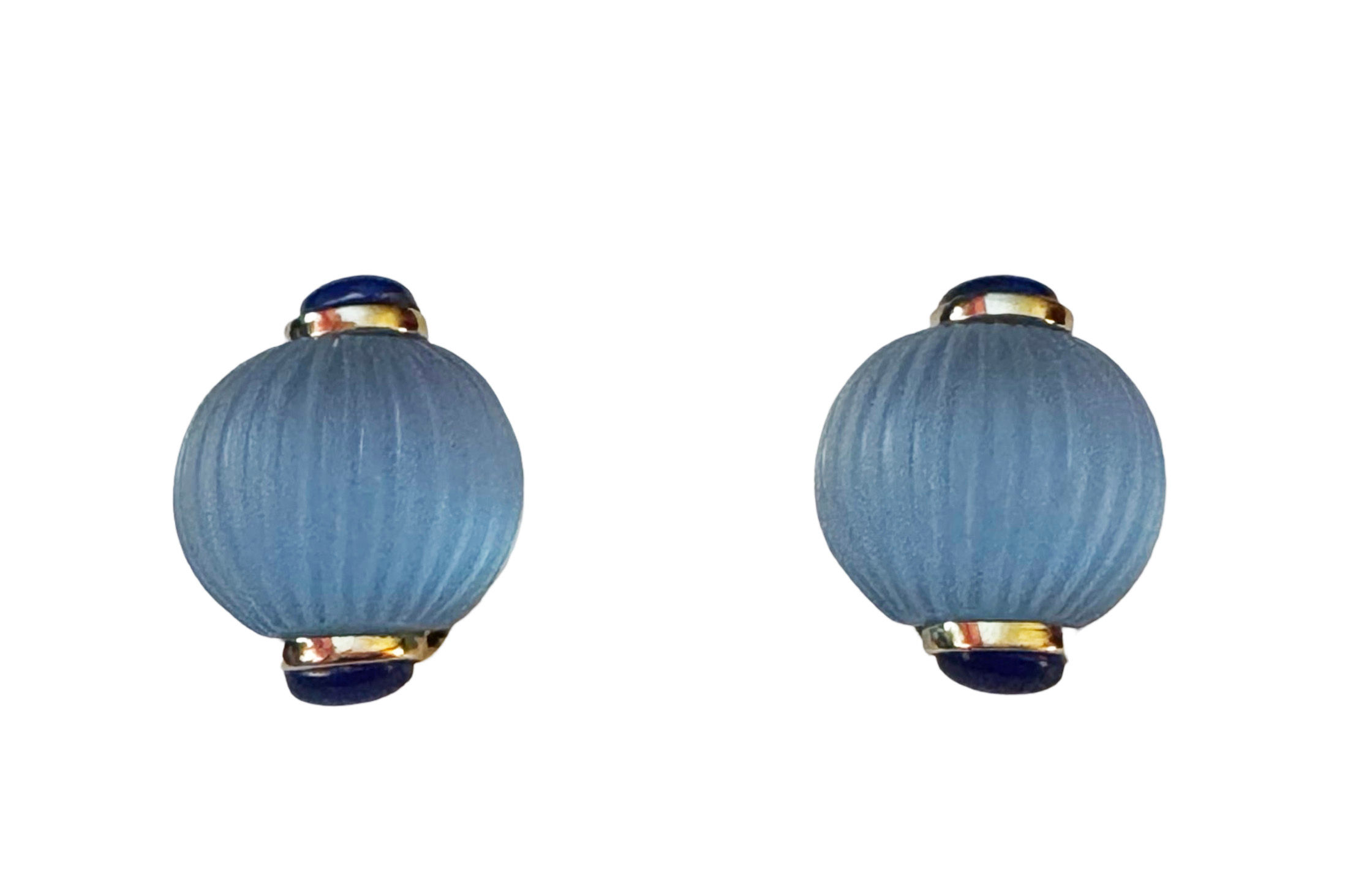 899 EPC Transparent Blue Smoke Ribbed Globe