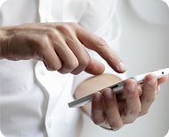 A person on a mobile phone showing easy to use digital brochures