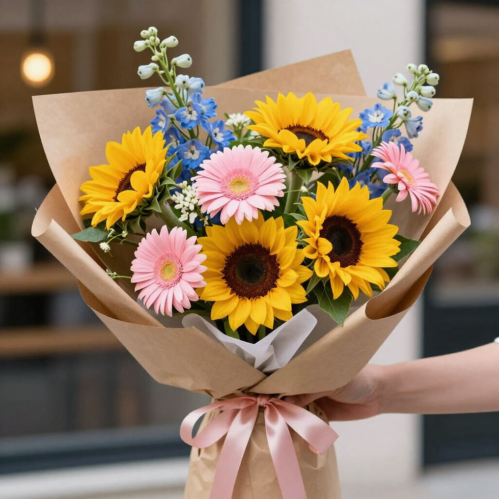 Wedding florist Richmond sunflower and daisy bouquet
