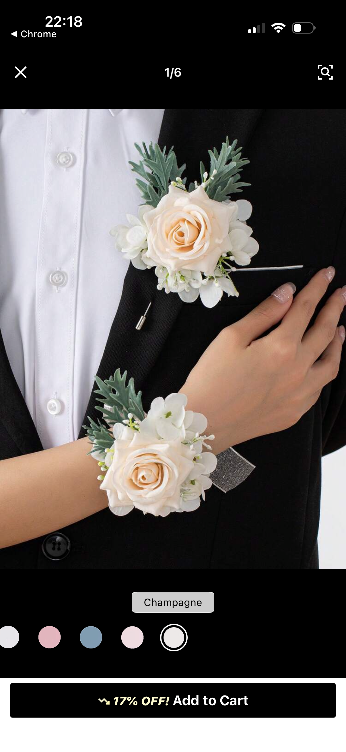 Blush Wrist Corsage Set by L&M Florist London - Corsages main image
