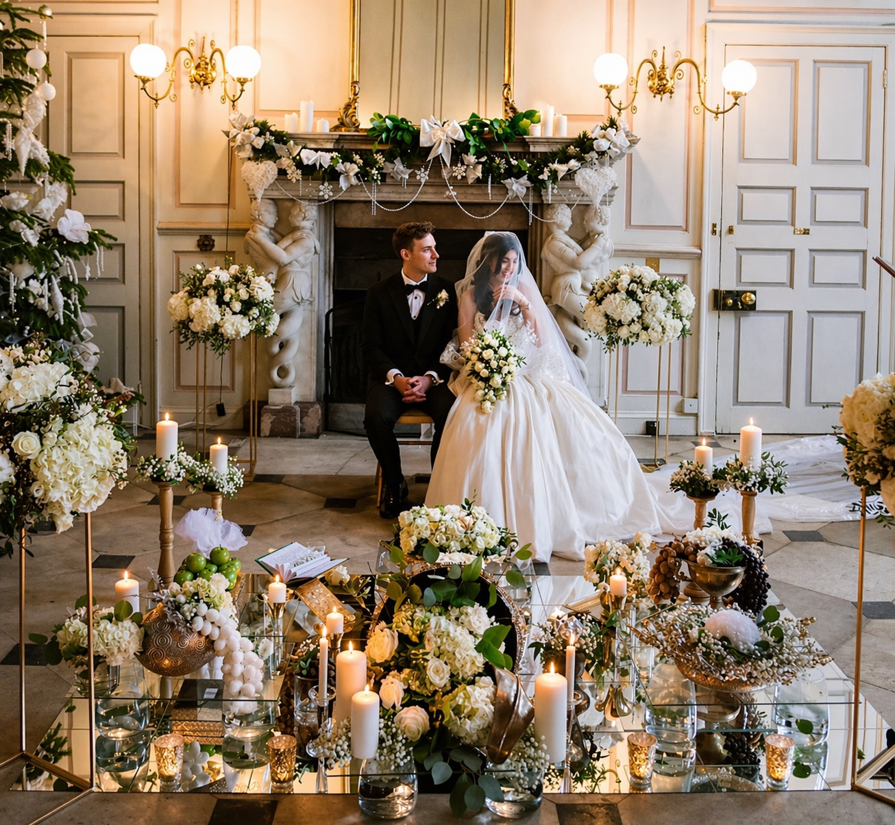 Luxury Wedding Tablescape with Bridal Florals by L&M Florist London - Wedding Tablescapes main image
