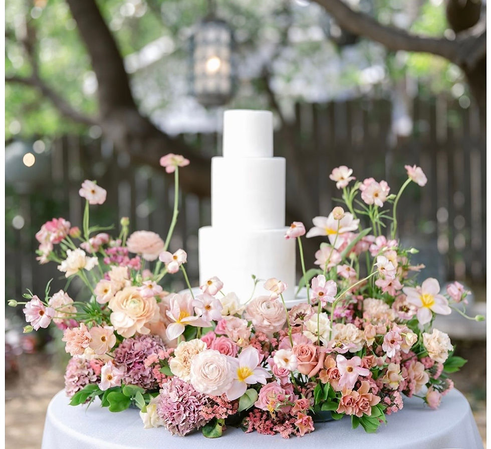 Garden Cake Table Floral Surround by L&M Florist London - Cake Flowers main image