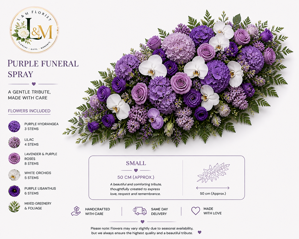 Thumbnail: Luxury Purple Funeral Spray with Hydrangeas, Roses & Orchids