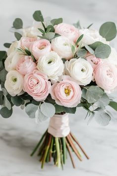 Pink and White Rose Bouquet by L&M Florist London - Bridal Bouquets main image