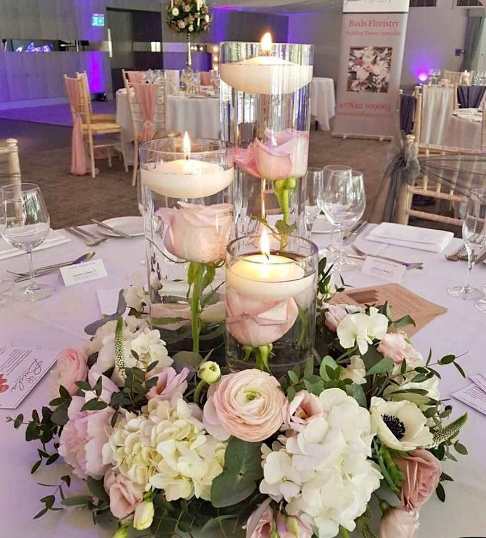 Luxury Candle and Rose Centrepiece by L&M Florist London - Wedding Centrepieces main image