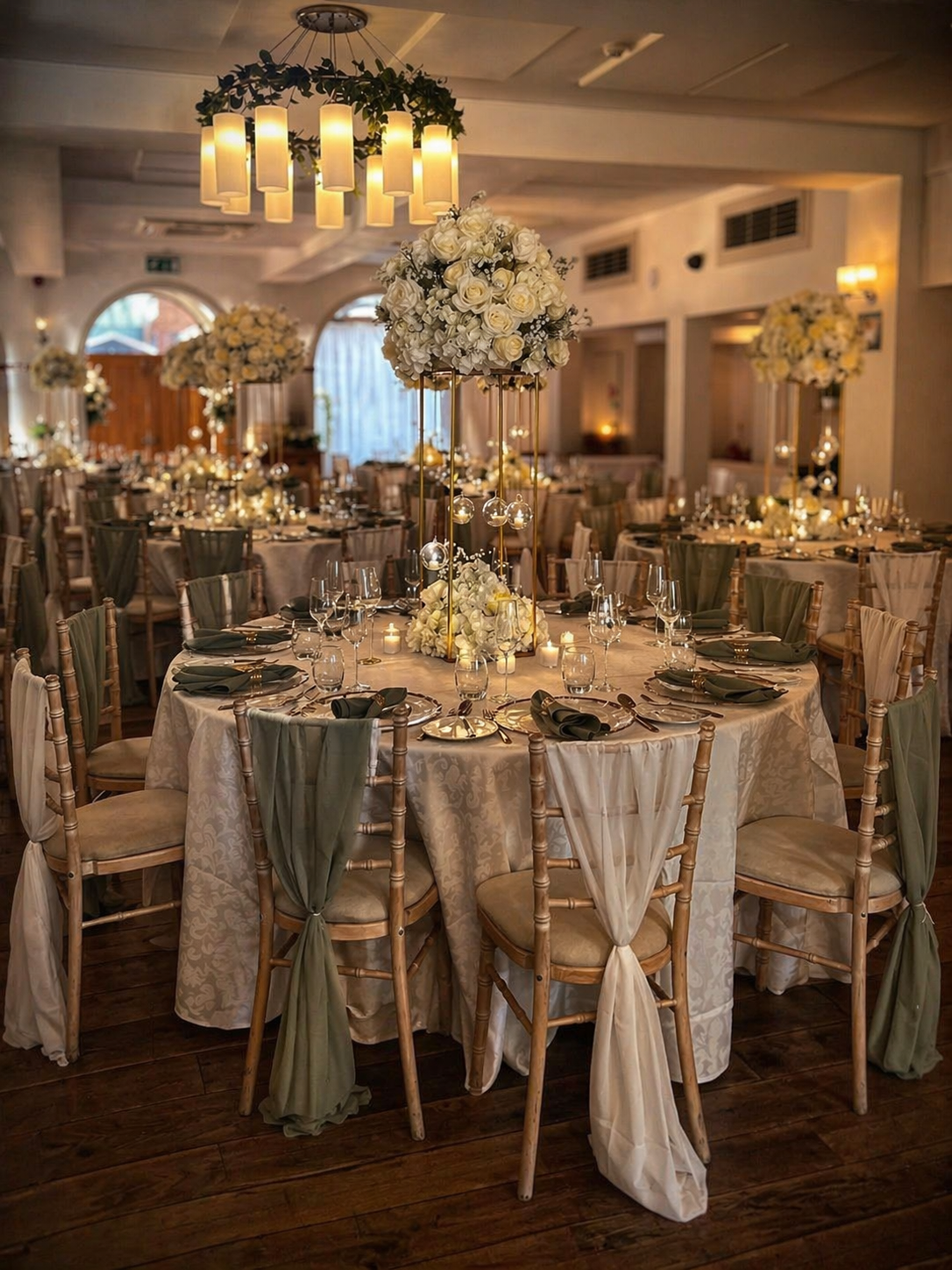Silver and White Ballroom Centrepiece by L&M Florist London - Wedding Centrepieces main image