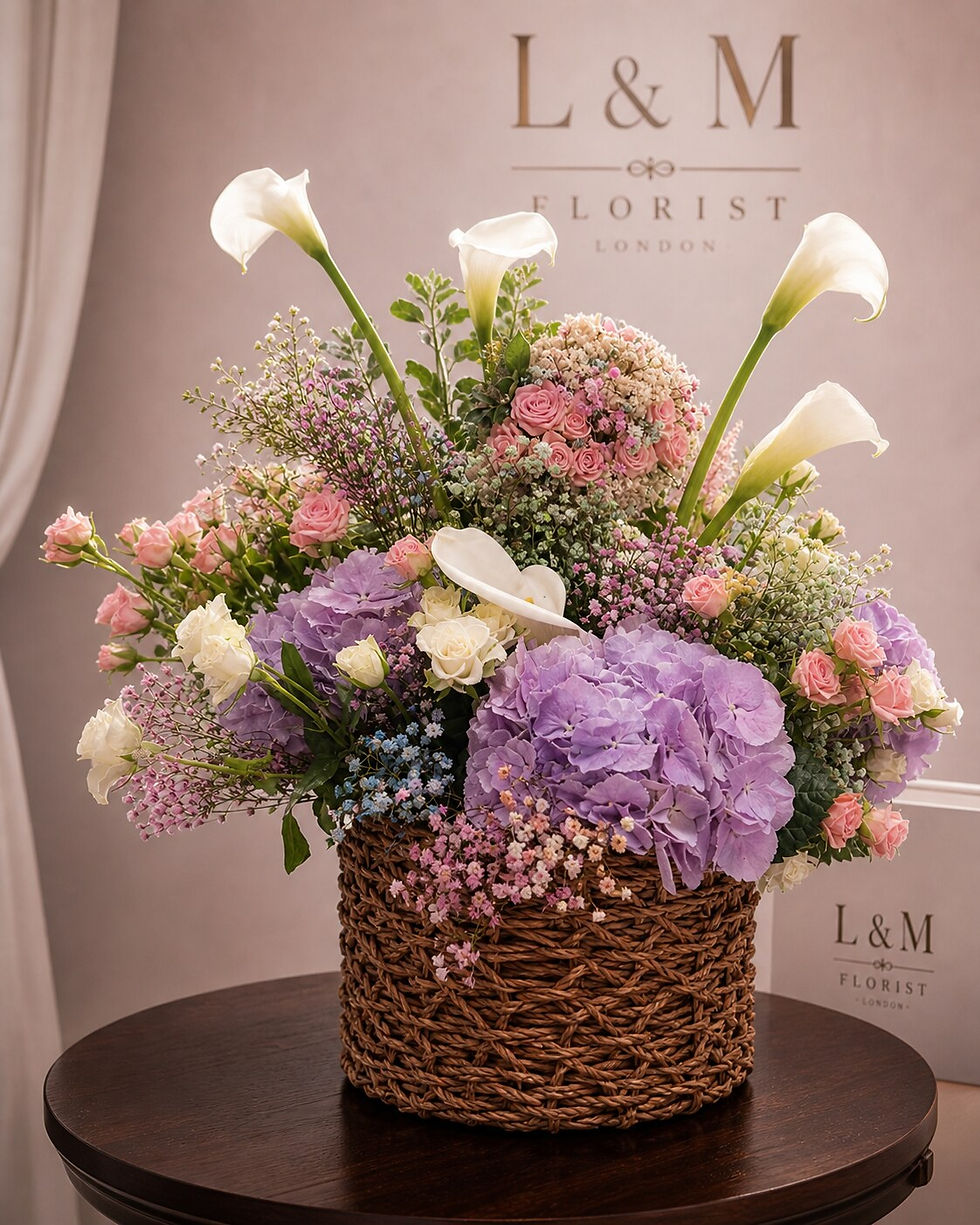 Luxury Basket Arrangement with Calla Lilies
