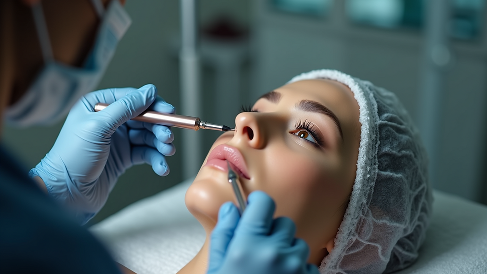 Close-up view of a beauty treatment setup with micropigmentation tools