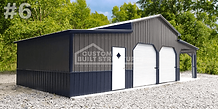 Double metal garage with lean-to and utility storage
