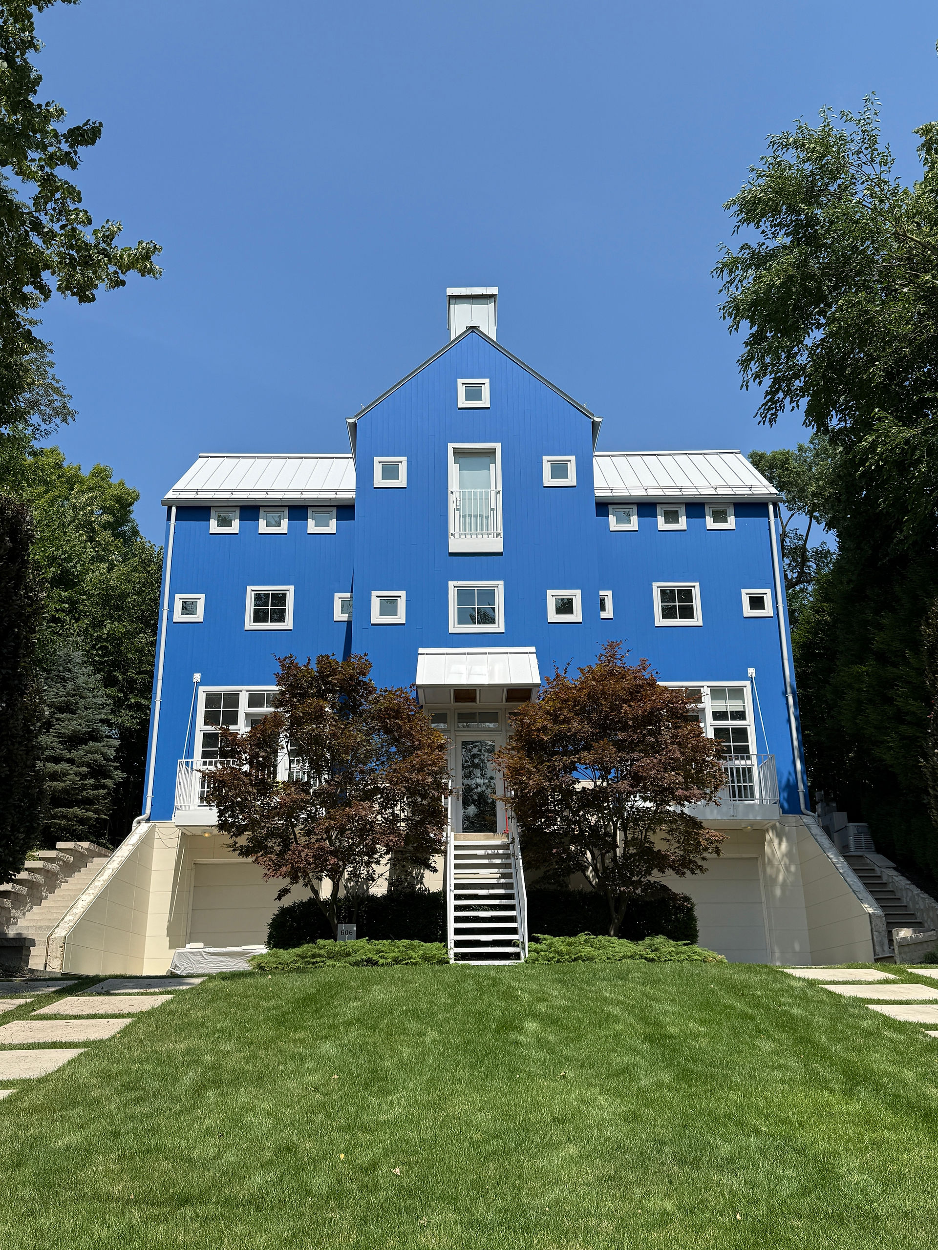 Blue two story house